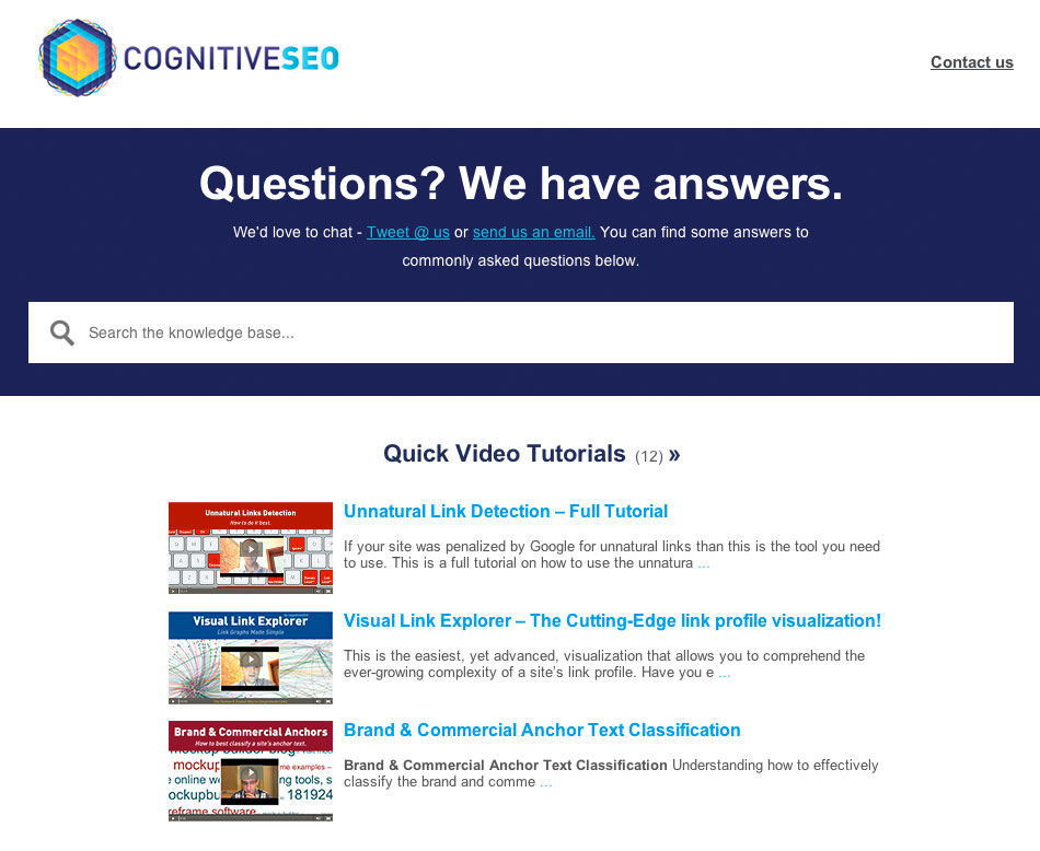 Support cognitiveSEO - Questions? We have answers.