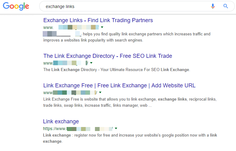Exchange links websites