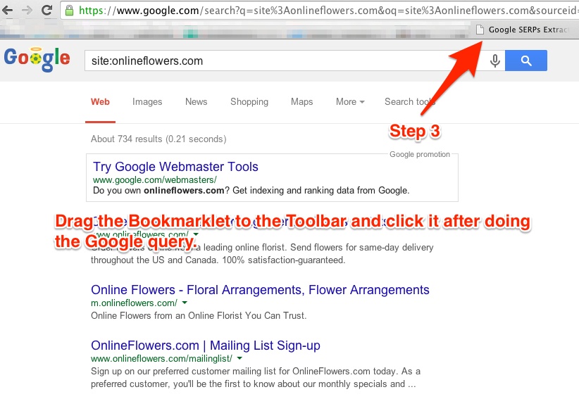 Google Webmaster Tools - Download Indexed Pages Step3