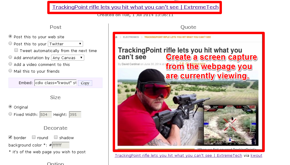 Easily Create a Screen Capture of The Webpage You Are Viewing