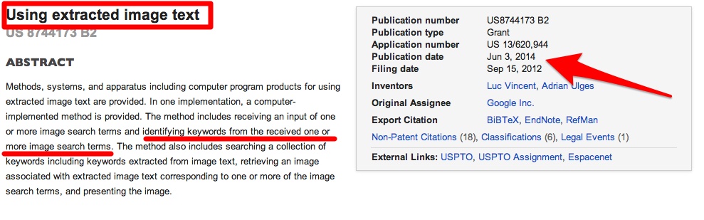 „Google“ patentas, išgaunantis tekstą iš vaizdų