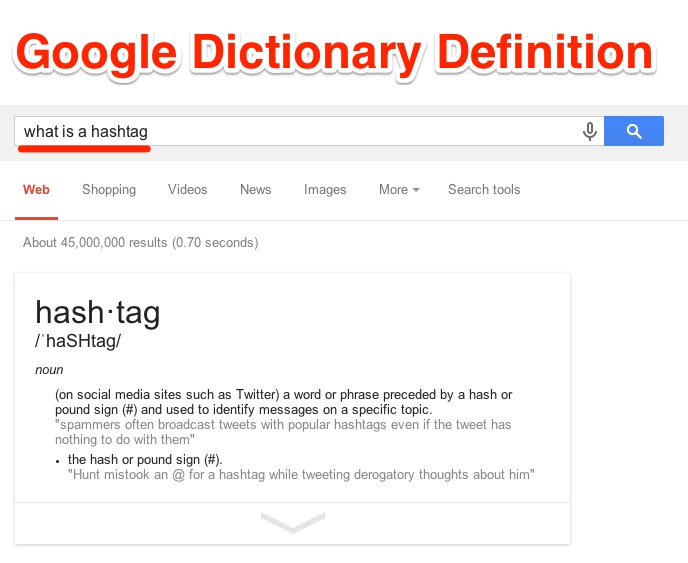 Définition du dictionnaire Google