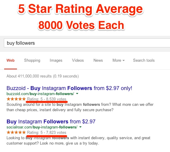 Buy Followers Rating Snippet