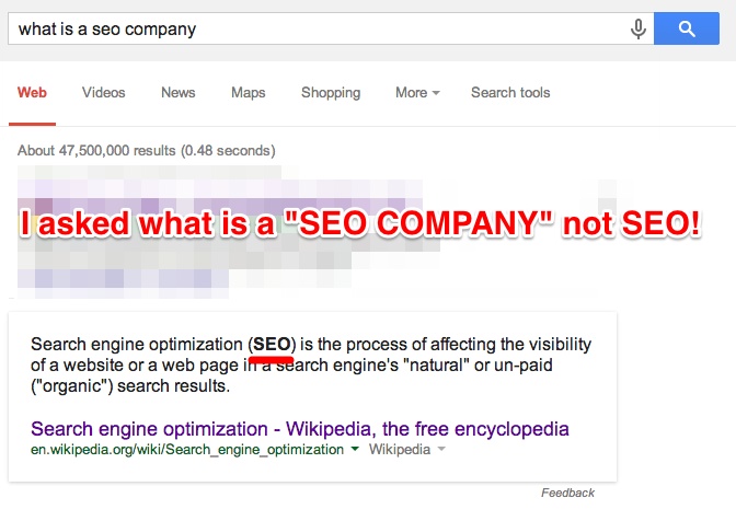 Kas yra SEO kompanijos gedimas „Google“ atsakymai