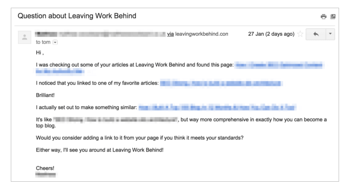 Leaving Work Behind - Outreach Email