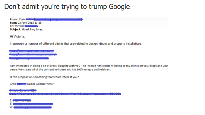 Don't Admit You're Trumping Google