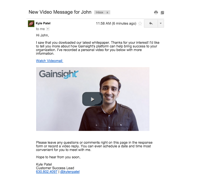 Video Email Outreach Example