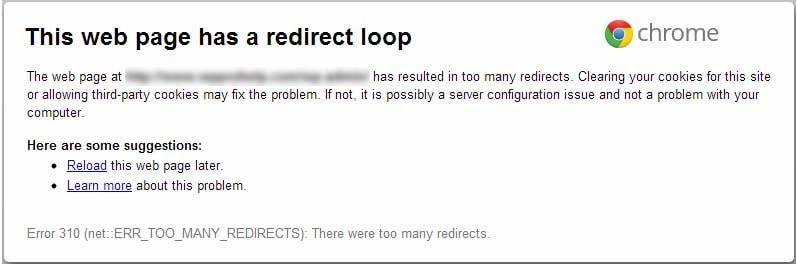 Loop Redirect Error 310