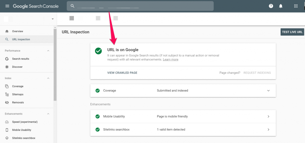 Lien de recherche sur Google Search Console