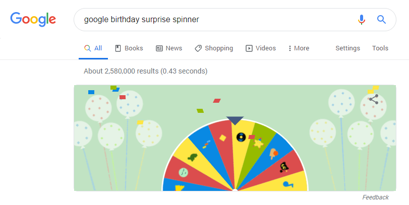 What is Google Birthday Surprise Spinner?