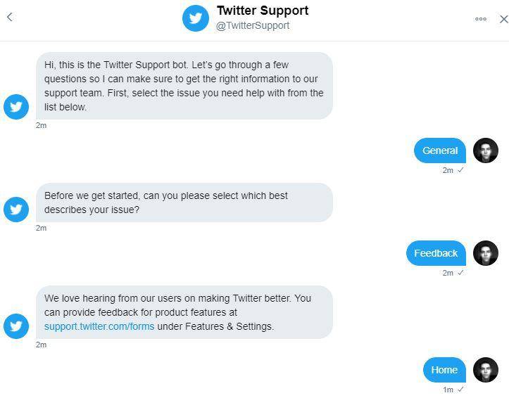 twitter chatbot support