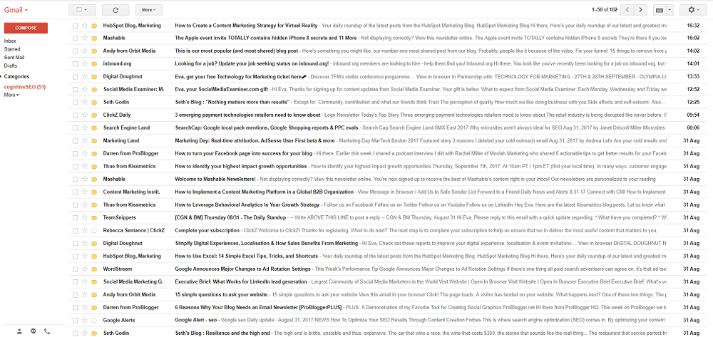 Multiple emails in inbox